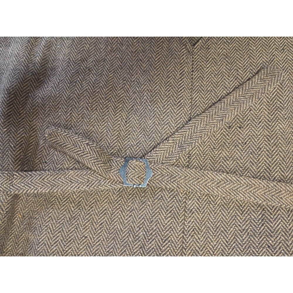 Vintage Men's Herringbone Vest Brown Sz 2XL Button Front V-Neck Fully Lined Wool - Picture 12 of 12